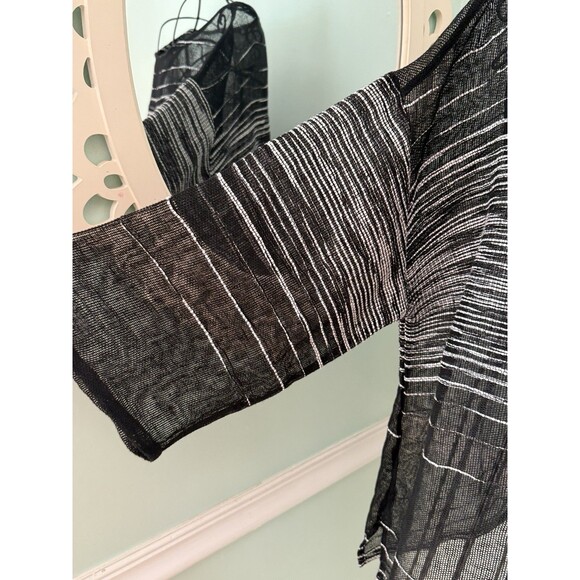 Eileen Fisher Organic Linen Blend Knit Top Small Black Striped Long Sleeve - Picture 3 of 9